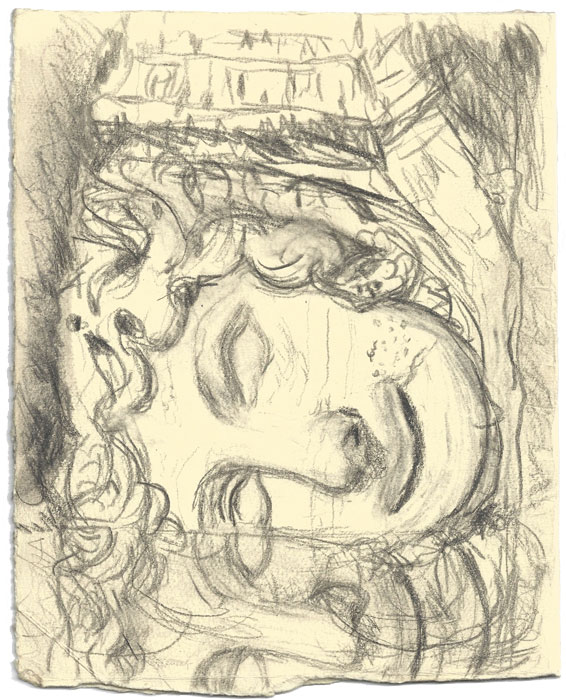 sketch of Medusa's head, Basilica Cistern, Istanbul